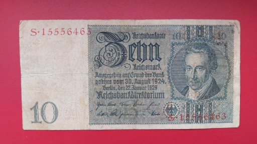 Zdjęcie oferty: 10 reichsmark 1924 rok, seria S