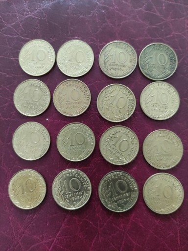 Zdjęcie oferty: Francja 10 centymów 1963-1998 , 16 monet 