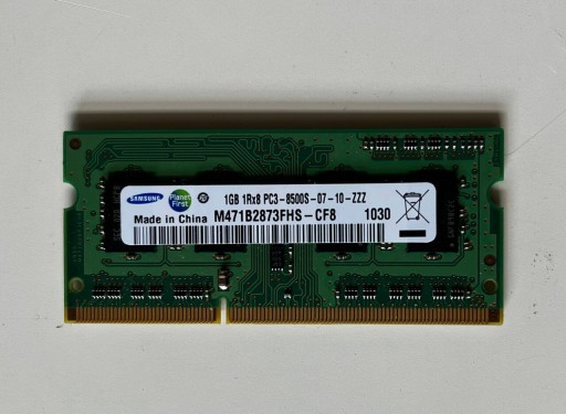 Zdjęcie oferty: Pamięć RAM Samsung 1GB 1Rx8 PC3-8500S-7-10-ZZZ