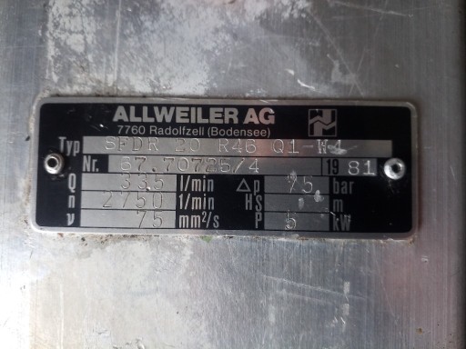 Zdjęcie oferty: Pompa Allweiler SFDR 20 R46 Q1-W4