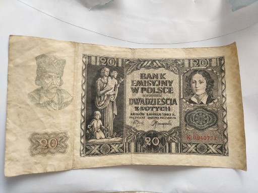 Zdjęcie oferty: Banknot 20 zł 1940 Bank Emisyjny