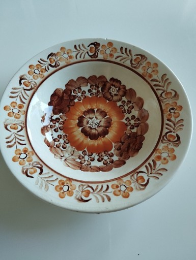 Zdjęcie oferty: Talerzyk głęboki, Fajans Włocławek, brąz-pomarańcz