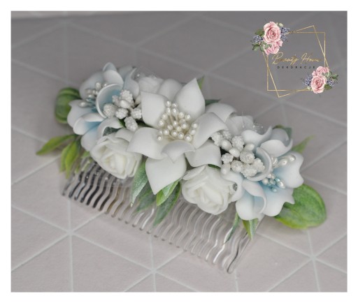 Zdjęcie oferty:  stroik z kwiatami, spinka, grzebień chrzest ślub 