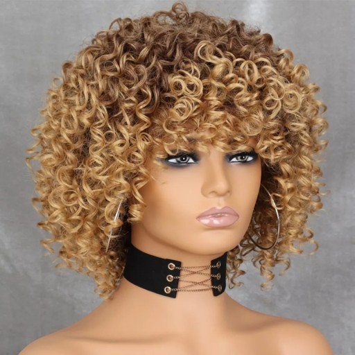 Zdjęcie oferty: Peruka blond ombre afro kręcon Włosy Jak naturalne