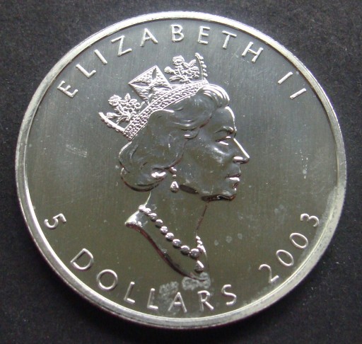 Zdjęcie oferty: Kanada 5 Dolarów 2003 - Srebro 999/1 uncja