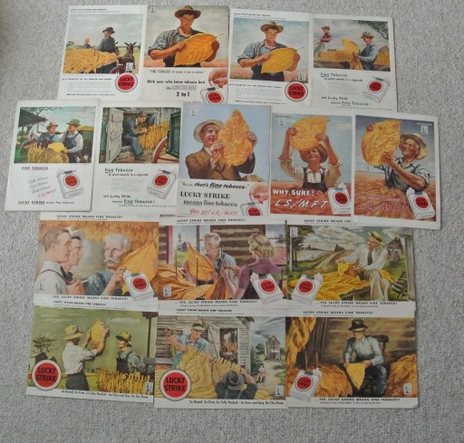 Zdjęcie oferty: 15 reklam prasowych VINTAGE LUCKY STRIKE z 1943r