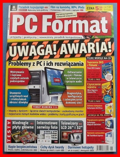 Zdjęcie oferty: PC FORMAT - 8/2008 - PROBLEMY Z PC I ICH ROZWIĄZ.