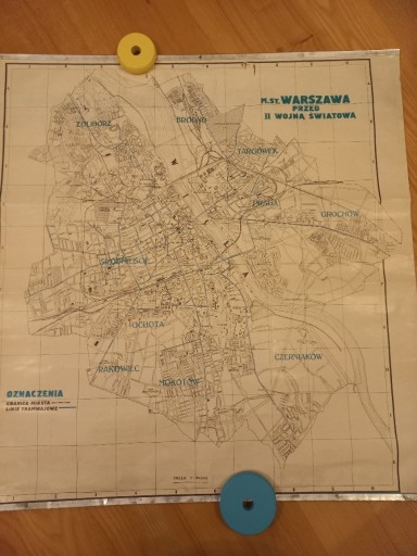 Zdjęcie oferty: Mapa linie tramwajowe Warszawa przed II WŚ