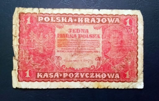 Zdjęcie oferty: Stary banknot Polska 1 marka Polska 1919 rok 
