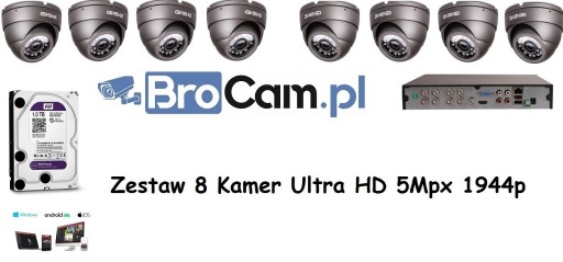 Zdjęcie oferty: Zestaw 8 kamer 5MPX 1944p UltraHD 4,6,8,16 Kamery