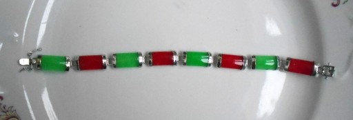 Zdjęcie oferty: Bransoletka srebrna  jadeit zielony i czerwony