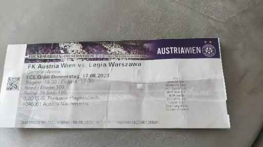 Zdjęcie oferty: Austria Wiedeń - Legia Warszawa  