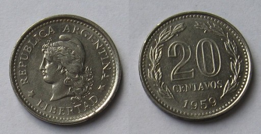 Zdjęcie oferty: ARGENTYNA - 20 centavos 1959