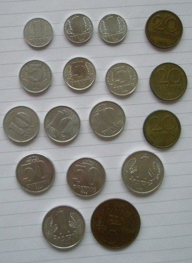 Zdjęcie oferty: Niemcy, NRD, zestaw monet obiegowych (17 szt.)