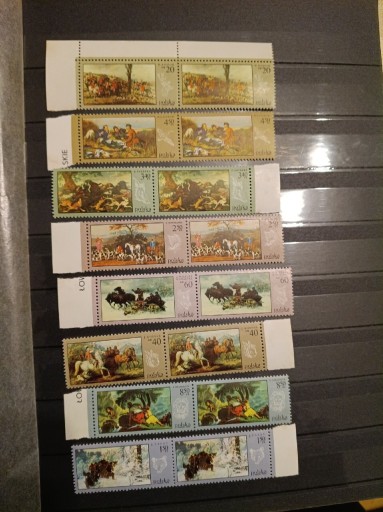 Zdjęcie oferty: Znaczki PRL, rok 1968 Łowiectwo w malarstwie fi. 1743-1750 parki