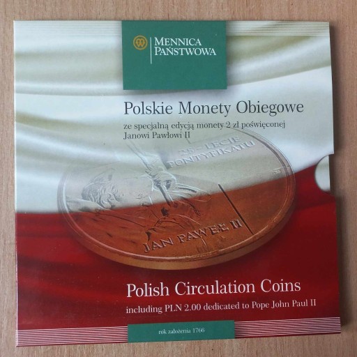Zdjęcie oferty: Zestaw monet 1995-2003 + 2 zł Jan Paweł II