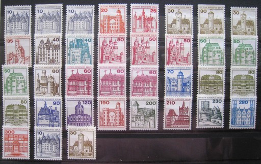 Zdjęcie oferty: Zamki, pałace budowle ** 35 znaczków komplet