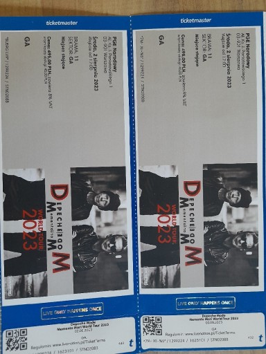 Zdjęcie oferty: Bilety na koncert Depeche Mode Warszawa 02.08
