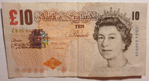 Zdjęcie oferty: Wycofany z obiegu banknot kolekcjonerski 10 funtów