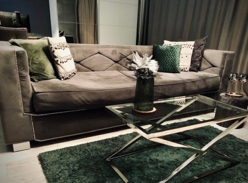 Zdjęcie oferty: Sofa kanapa pikowana tapicerowana szary welur 