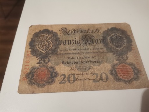Zdjęcie oferty: Banknot 20 Marek 1907 r. 