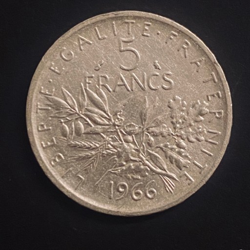 Zdjęcie oferty: FRANCJA, 5 franków, rok 1966, Ag 0,835