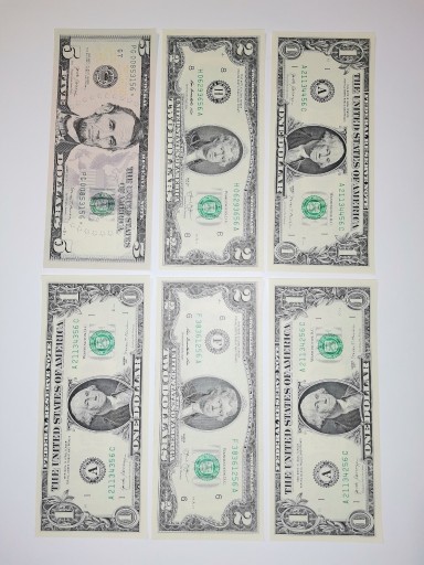 Zdjęcie oferty: Banknoty dolar USA DUŻY ZESTAW UNC x 6 szt., (47)