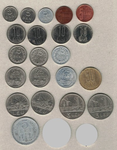 Zdjęcie oferty: Rumunia 1, 5,10,15,25,50 bani, 1-5 lei na sztuki