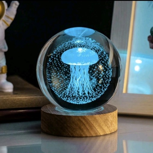 Zdjęcie oferty: 3D Grawerowana laserowo meduza  (Lampa) 