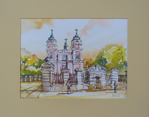 Zdjęcie oferty:  Włodawa Kościół św. Ludwika AKWARELA 24x30 cm