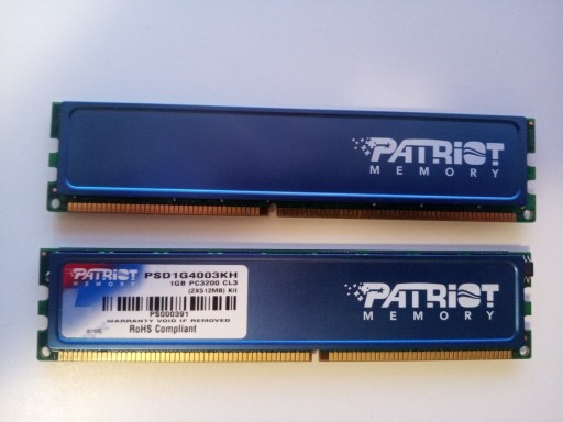 Zdjęcie oferty: Pamięć DDR 1GB 400MHz PC3200 Patriot Blue 2x512MB