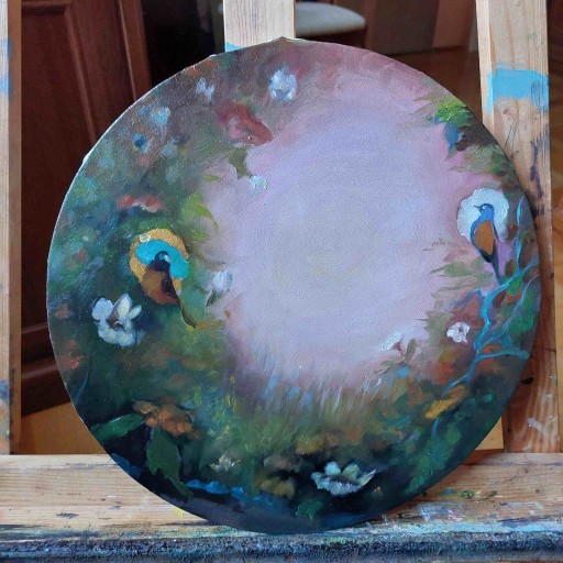 Zdjęcie oferty: Okrągły obraz olejny fi 30 cm ręcznie malowany