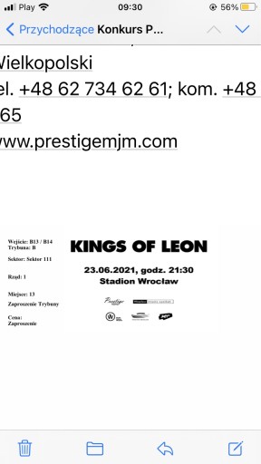 Zdjęcie oferty: Bilet na koncert Kings of Leon 