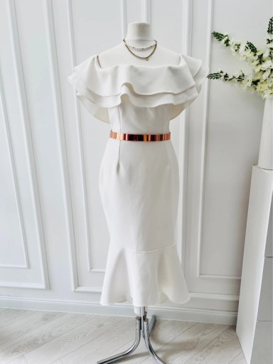 Zdjęcie oferty: Śmietankowa sukienka drapowana midi asymetryczna RIIVER ISLAND 38 M