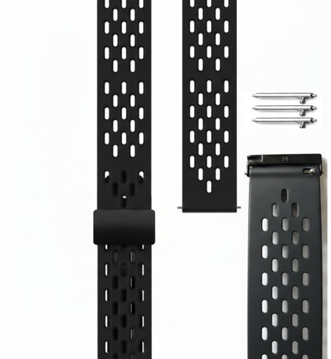 Zdjęcie oferty: Czarny perforowany pasek 22-24 mm do zegarka z redukcją i teleskopami