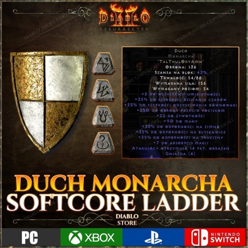 Zdjęcie oferty: Diablo 2 Resurrected Spirit Duch Monarcha LADDER