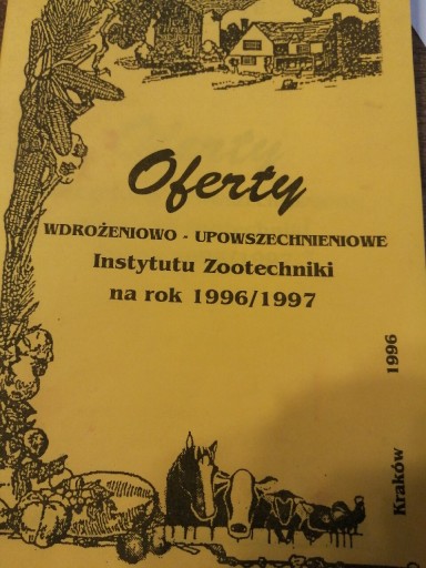 Zdjęcie oferty: Oferty wdrożeniowe Instytut Zootechniki 1996/1997r