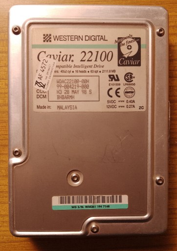 Zdjęcie oferty: Dysk twardy Western Digital Caviar AC22100H 2.1 GB