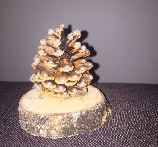 Zdjęcie oferty: szyszka zdobiona koralikami na drewienku
