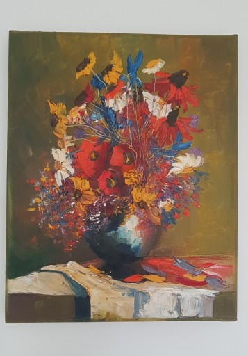 Zdjęcie oferty: Obraz olejny kwiaty w wazonie