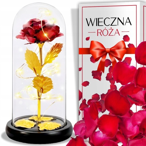 Zdjęcie oferty: WIECZNA RÓŻA W SZKLE LED Prezent Walentynki 