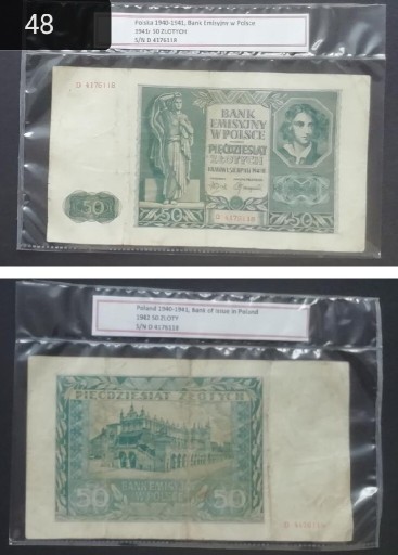 Zdjęcie oferty: Banknot POLSKA 1941 50 ZŁOTYCH (48)