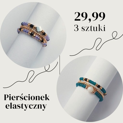 Zdjęcie oferty: PIERŚCIONEK ZESTAW 3w1 koraliki