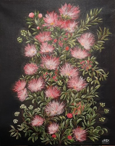 Zdjęcie oferty: Obraz "Mimoza różowa", akryl, 50x 40 cm.