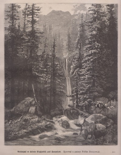 Zdjęcie oferty: Dolina Strążyska - wodosapad - Tatry - 1880r. - Drzeworyt