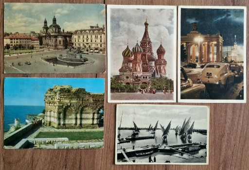 Zdjęcie oferty: Pocztówki zagraniczne stare - zestaw 5 sztuk