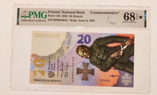 Zdjęcie oferty: 20 zł 2020 ser RP  - Bitwa Warszawska - PMG 68*EPQ