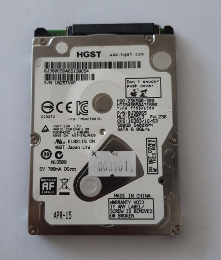 Zdjęcie oferty: HGST HTS545050A7E680 500GB