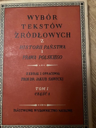 Zdjęcie oferty: Wybór tekstów źródłowych z historii państwa i praw