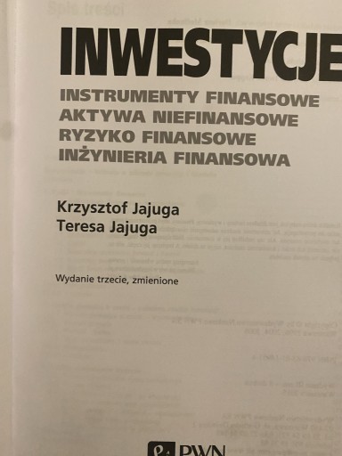Zdjęcie oferty: Inwestycje Krzysztof i Teresa Jajuga wydanie nowe